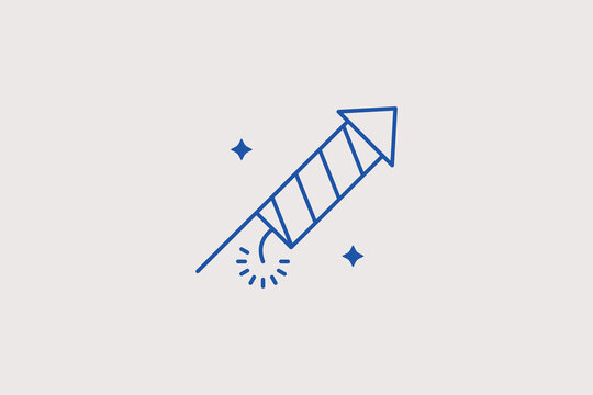 Firework rocket line icon for festival celebration events. Dynamic vector illustration for holiday party designs.