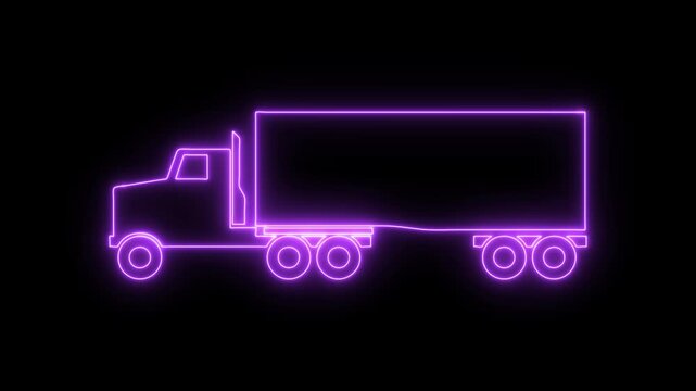 Truck neon icon 4K video animation