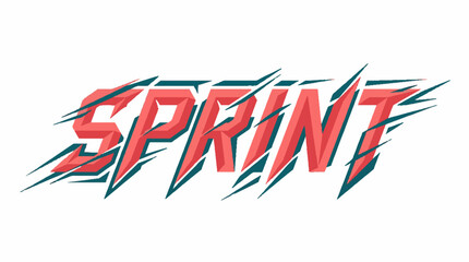 Obraz premium Sprint word typography with dynamic motion lines and 3D effect