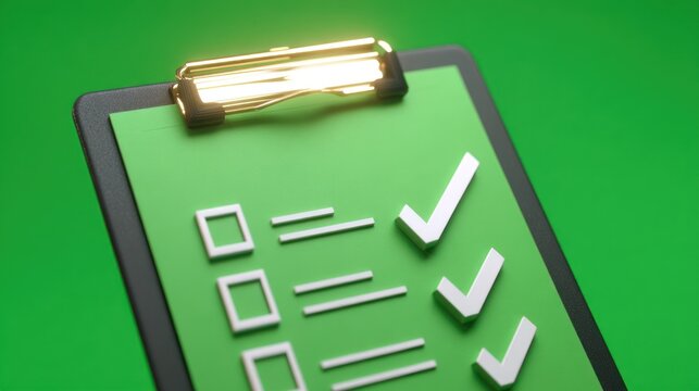 Checklist on green clipboard illustration