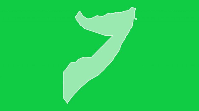 Somalia map glow trace outline animation green background