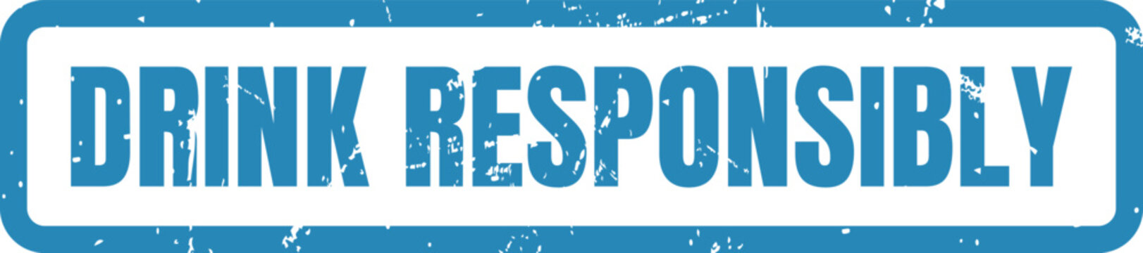A textured blue rubber stamp mark displaying the imperative text drink responsibly for social awareness