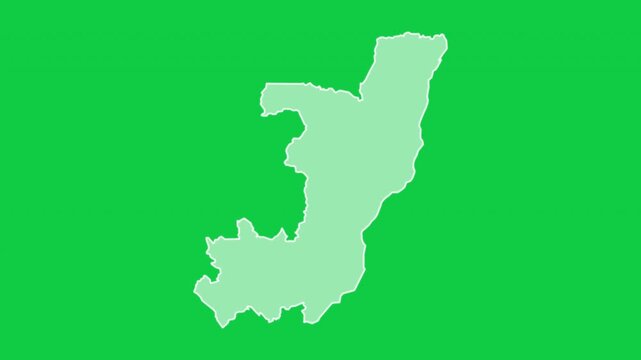 Republic of the Congo map glow trace outline animation green background