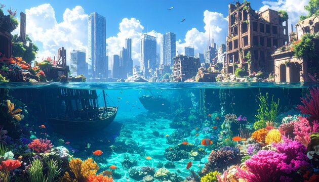 水没した未来都市