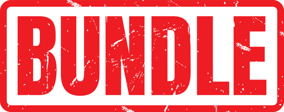 Red rubber stamp design with the bold word bundle for commercial product packaging and marketing promotions