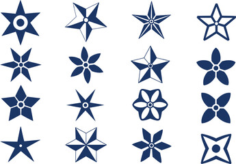 Obraz premium Set of sixteen various blue star shapes