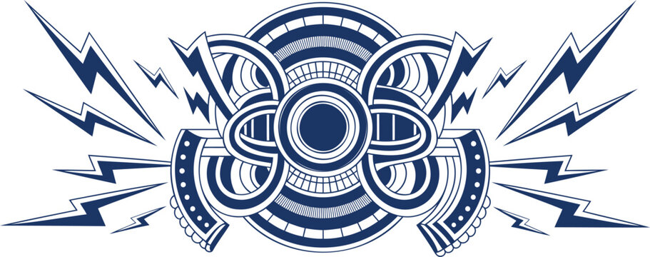 Abstract blue lightning geometric emblem