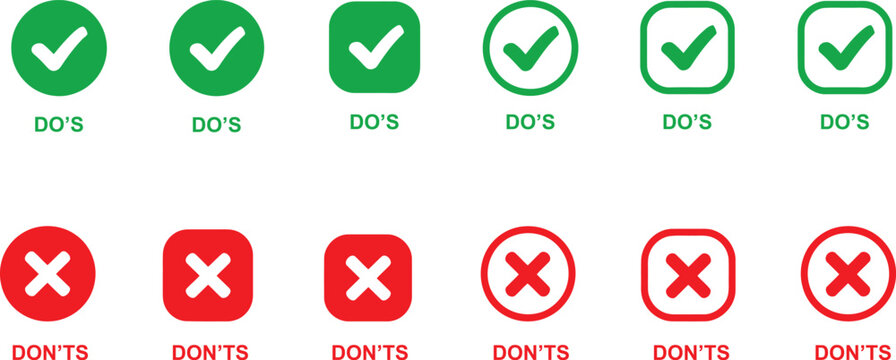 Check mark and cross mark set