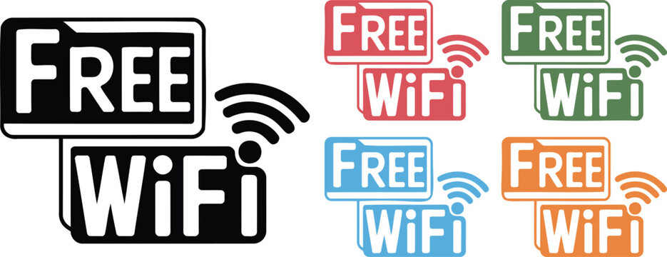 Set of colorful free wi fi connection