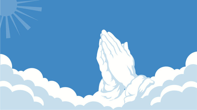 praying hands in the sky vector rt