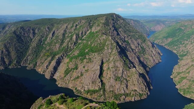 Aerial View Of Canyon del Sil From Vilouxe Viewpoint In Galicia, Spain.