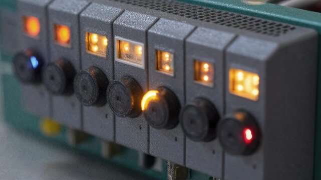 Control Panel Lights Indicating Status Changes in Machinery Operation