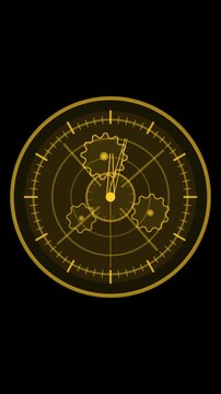 Gold skeleton watch analog timer vertical animation for mobile screens