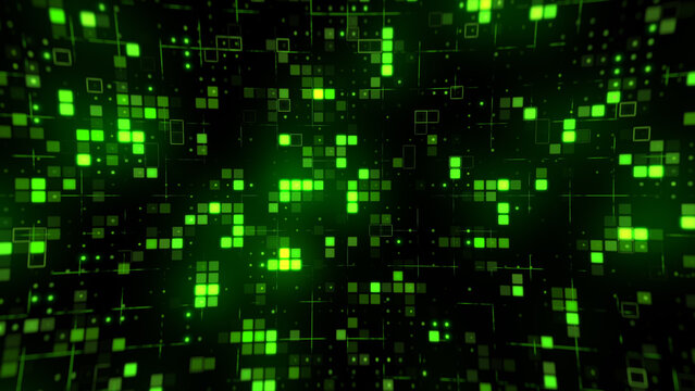 Green Glowing Digital Grid Background