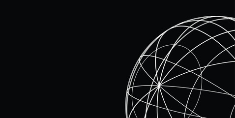 Futuristic Wireframe Sphere Background with Abstract Geometric Orbit Lines © alphabeticmind