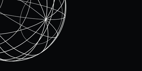 Abstract Geometric Wireframe Sphere with Futuristic Network Grid Background © alphabeticmind
