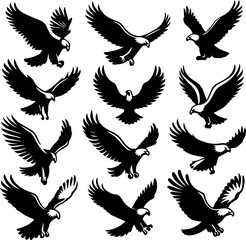 Fototapeta premium Majestic Eagle Flying Silhouette Symbolizing Freedom, Success, Strength, and Vision