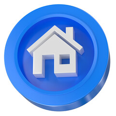 Fototapeta premium Blue 3D house icon button