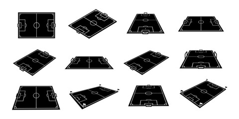 Soccer Field Icons from Various Perspectives for Sports Strategy and Match Analysis © Hilman