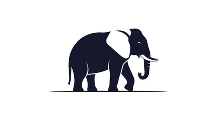 Fototapeta premium Minimalist Stylized Elephant Silhouette Vector Logo Design on White Background.