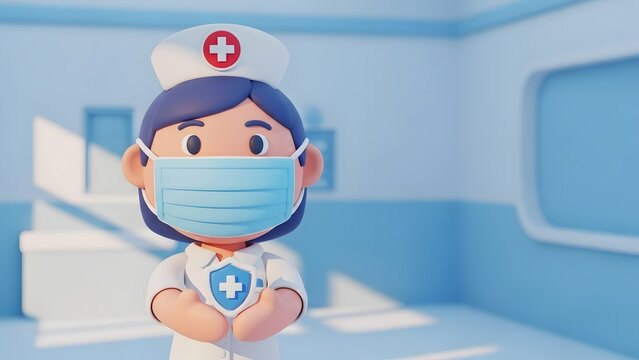 A nurse wearing a mask, representing medical care and healthcare profession.