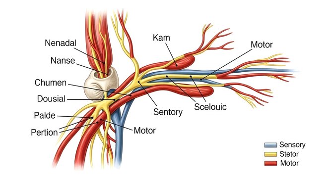 Peripheral Nerve Anatomy Close Up Illustration