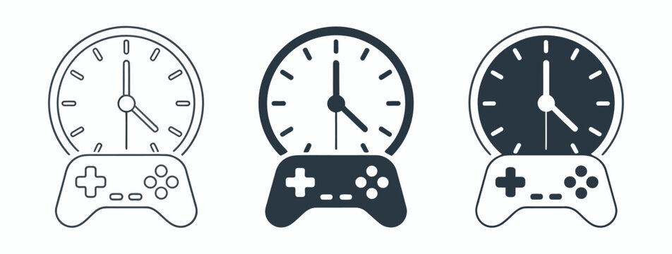 Game Time Icon Vector Illustration for Gaming Session Schedule, Playtime Tracking, Online Streaming and Esports Tournament Design
