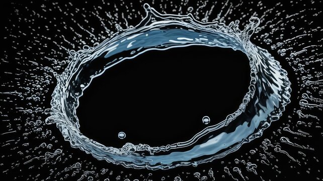 Circular water splash ring with droplets liquid
