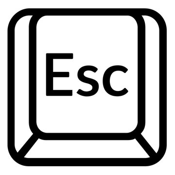 Escape key vector icon illustration for computer keyboard and digital technology design. Minimalist black and white line art symbol for software navigation, exit command, and hardware interface.