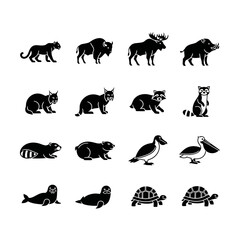 Fototapeta premium Collection of black animal silhouettes