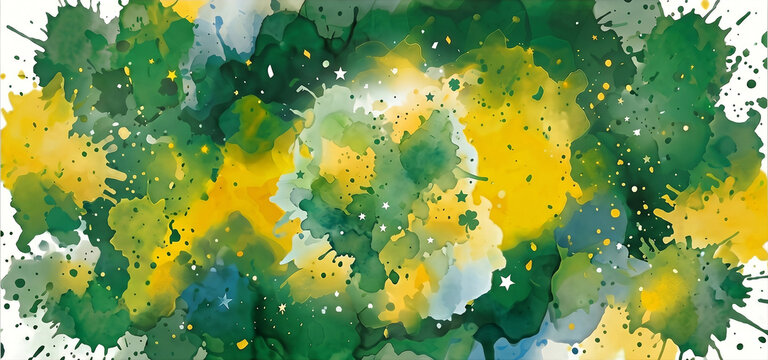 Green and yellow abstract watercolor background for soccer cup mug wrap