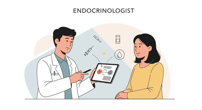 Endocrinologist Consulting Patient, Medical Diagnosis and Treatment Plan