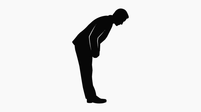 A silhouette of a man bowing to show respect for the concept of humility and gratitude.