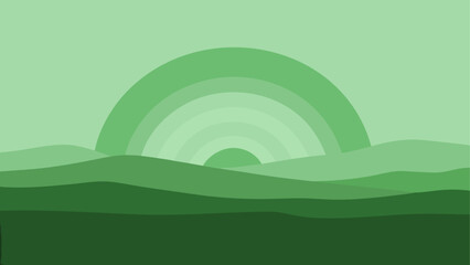 Retro futuristic space station orbiting green planet with atmospheric glow and ring © Djujjol