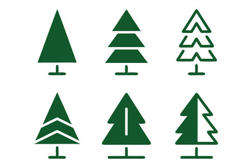 Obraz premium Minimal Christmas Tree Icons Set, christmas tree icons