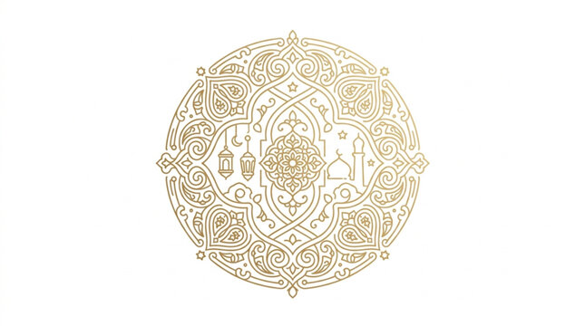 Intricate Circular Islamic Geometric Pattern Design.