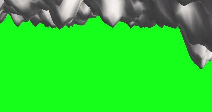 Dynamic abstract grey peaks undulate across a vibrant green screen, creating a versatile, modern background. This visually engaging animation is perfect for creative video transitions.