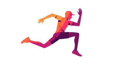 Fototapeta premium Dynamic gradient illustration of a male runner in mid-stride, showcasing speed, energy, and athletic movement on a clean white background.