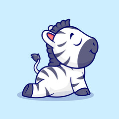Fototapeta premium Cute Zebra Sitting Cartoon Illustration