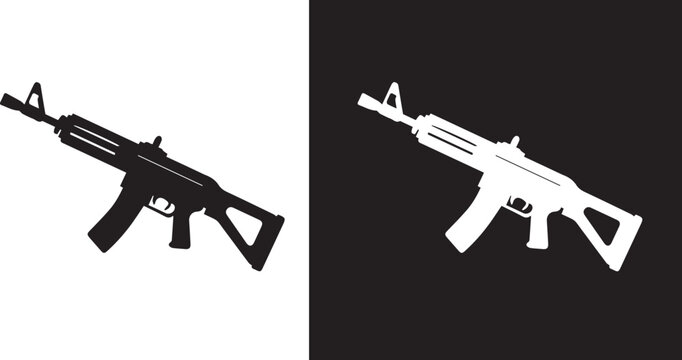 Hunting rifle icon in black style isolated on white background. Hunting symbol stock illustration.vector  