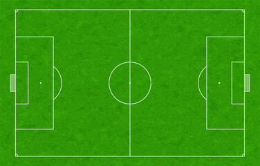 Obraz premium Football grass field, soccer pitch line diagram, top view. Green turf background with scheme for sport competition. Stadium green grass texture, game tactic plan, strategy bg. Vector illustration