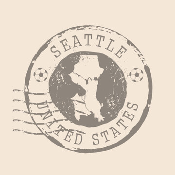 Stamp Postal of Seattle is city of USA. Map Silhouette rubber Seal.  Design Retro Travel. Seal  Map of Seattle grunge  for your design. United States. EPS10