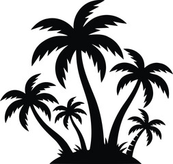Fototapeta premium Cluster of Tropical Palm Trees Silhouette Vector