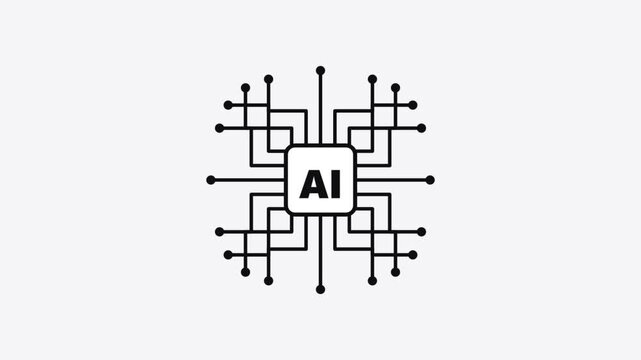 Artificial intelligence chip icon, ai processor vector symbol isolated on white background