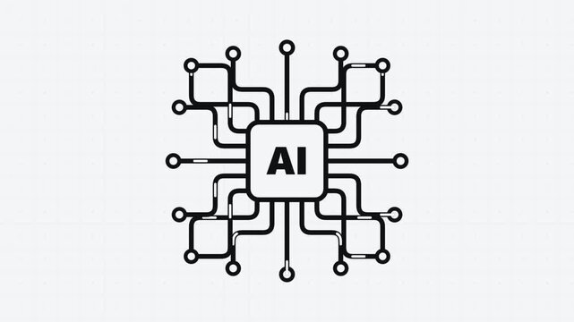 Artificial intelligence chip icon vector illustration isolated on white background