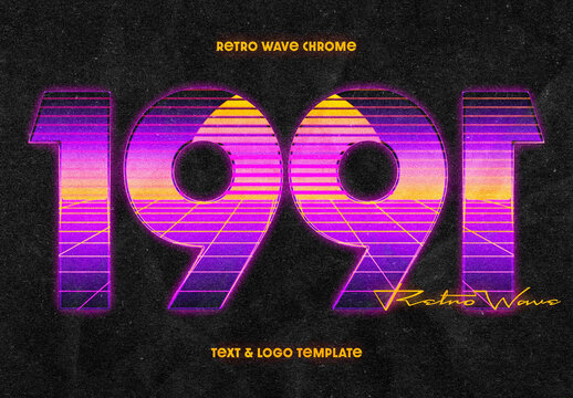 1991 Retro Text Effect &ndash; Chromatic Typography for Logo, Poster & Branding (PSD)