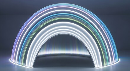 Fototapeta premium Glowing neon rainbow light, colorful arc, vibrant spectrum, illuminated curve
