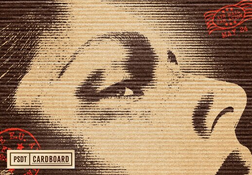 Kraft Print Photo Effect &ndash; Corrugated Carton for Album Cover & Social Media (PSD)