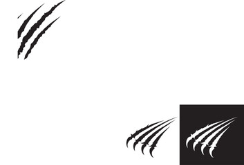 Fototapeta premium Animals claw scratches mark vector icons set. Claws beast ripped marks silhouette. Dinosaur claw scratches icon silhouette vector. Wild animal claw marks line act vector 