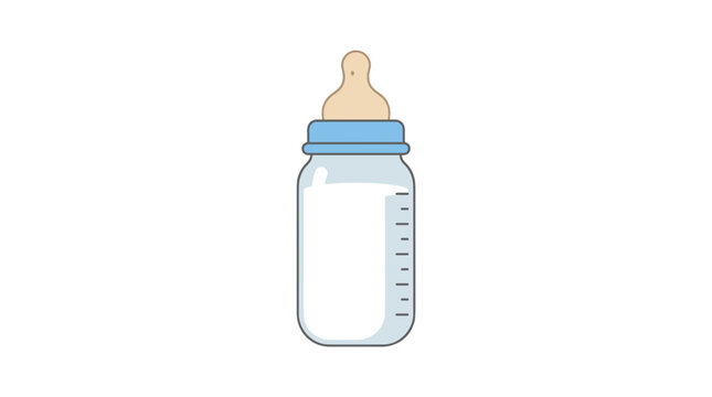 Baby bottle with milk isolated on white background simple illustration